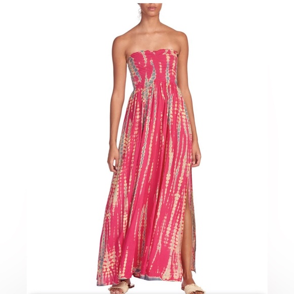 Elan Tie Dyed Strapless Maxi Dress with Slit//Sz M - Picture 1 of 4